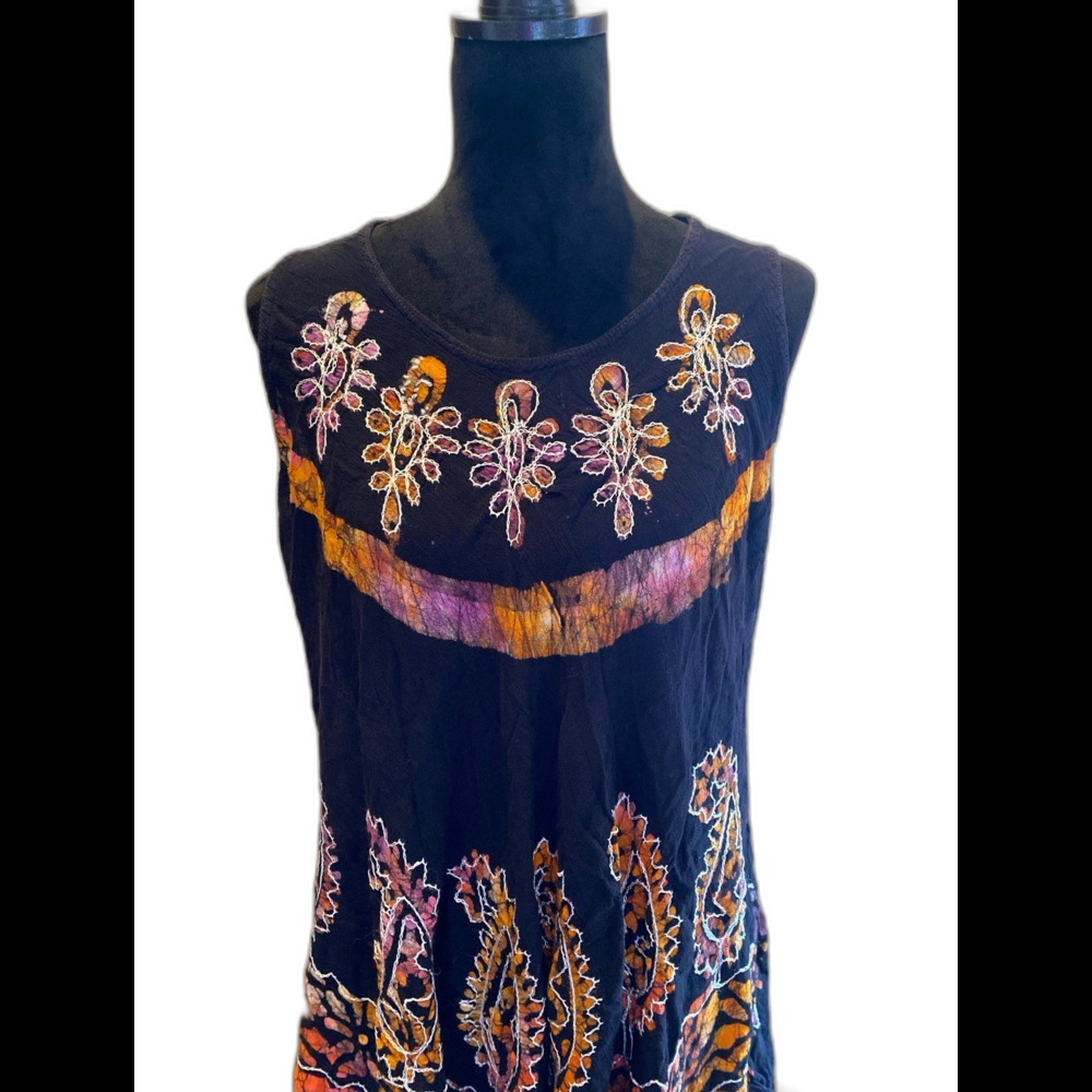 NF Swimsuit Coverup Dress “Free Size”‎ 1X Black Orange Design Beach Cruise